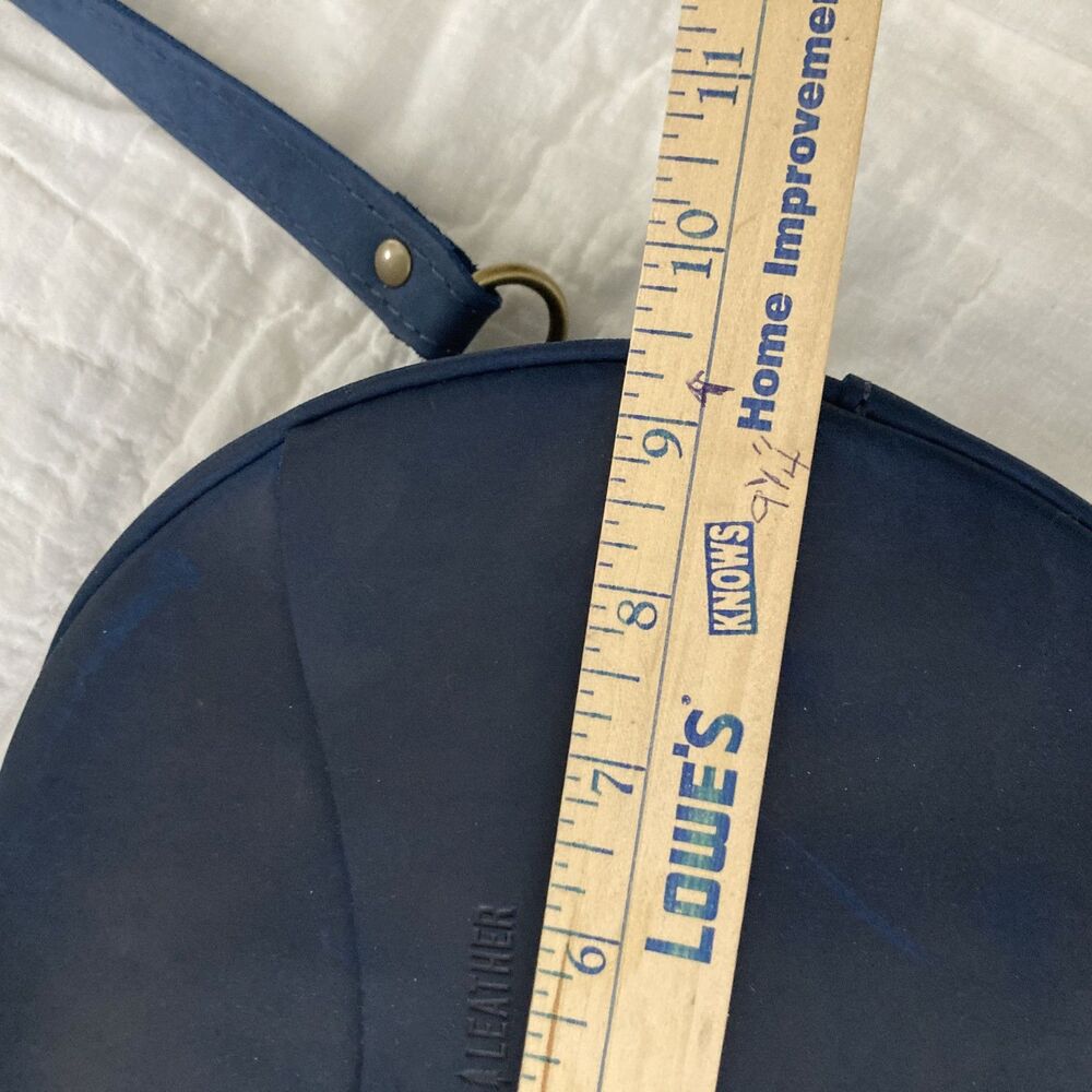 Portland Leather Goods Circle Crossbody Navy Deep Water Large 9" Premium Purse - Picture 7 of 7